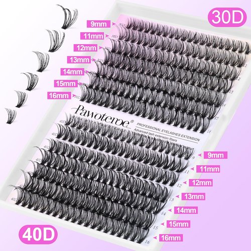 Pawotence Lash Extension Kit - 280pcs DIY Eyelash Clusters | 9-16mm 30D & 40D Individual Lashes