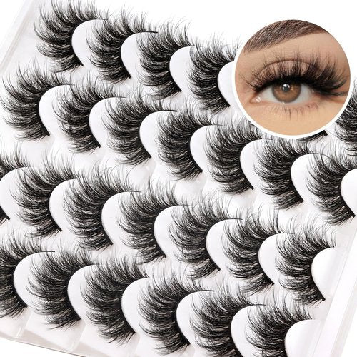 Fyonas Fluffy Lashes Wispy False Eyelashes Natural Look Volume & 3D Faux Mink Strip Lashes 15-18mm (815)