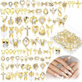 Lounsweer Gold Nail Charms and Gems Metal Crown Heart Butterfly Angel Luxury Crystal Diamonds Decor 3D Gold Rhinestones Shiny for Acrylic Nails Art Alloy Women Art Design DIY