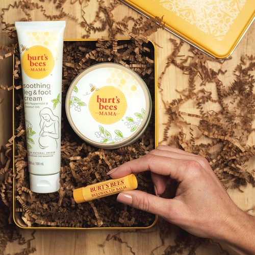 Burt’s Bees Mama Gift Set, Includes Lip Balm, Leg and Foot Cream, and Belly Butter, Natural Origin Skin Care, 0.15 oz./3.38 oz./6.5 oz.