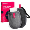 CAVEEM Soap Saver Bag, Rough and Soft Exfoliation Soap Pouch for Bar Soap, Soap Mesh Pocket Bar Holder for Washing Body, Soap Sack Sponge Bag for Shower Bath (2 Pack)