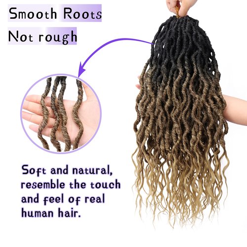 6 Packs Faux Locs Crochet Hair 24 Inch Soft Locs Crochet Braid Pre Looped Goddess Locs Crochet Hair for Women Queen Locs Crochet Braids with Curly Ends Synthetic Braiding Hair Extensions