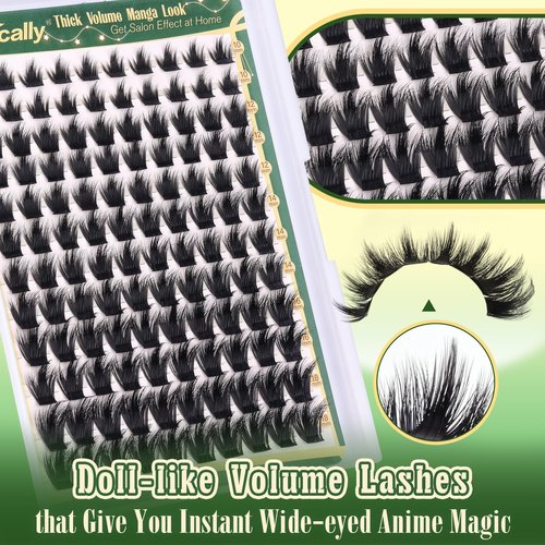 Manga Lash Clusters Spikes Lash Extension Wispy Cluster Eyelash Extensions D-curly Volume DIY Lash Extension Anime Eyelash Clusters 10-18MM Spiky Individual Lashes by Newcally