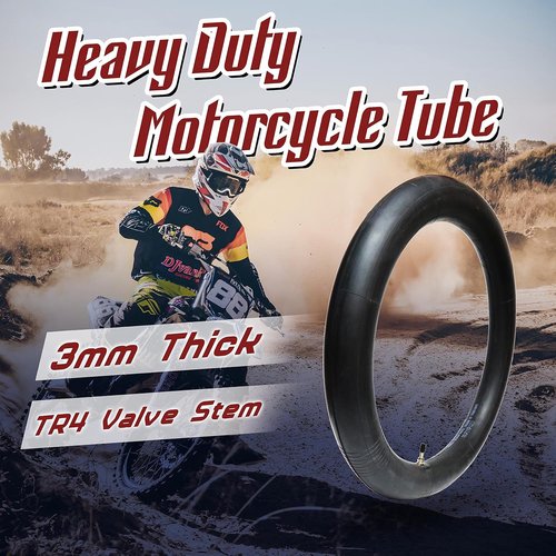 PIVOTRAX Heavy Duty Motorcycle Tube - 3mm Thick, TR4 Valve | 4.10 x 19 Size