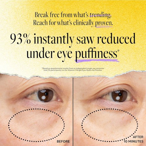 Derma E Vitamin C Eye Patches - Hydro Gel for Dark Circles & Fine Lines | 10 Ct (5 Pairs)