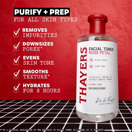 THAYERS Rose Petal Witch Hazel Facial Toner - Alcohol-Free, Soothing & Hydrating for All Skin Types, 12oz