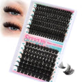 Lash Clusters Dramatic Thick Eyelash Extensions 188Pcs 100D 200D Fluffy Volume Lash Extensions Salon Quality Thick Individual Lashes for DIY Dramatic Look at Home (100D+200D)