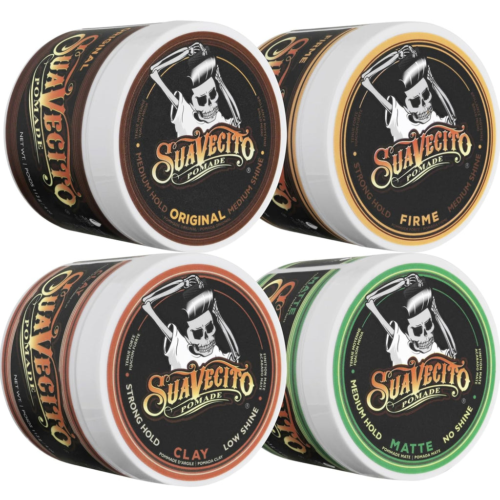 Suavecito Pomade Variety Pack - All Day Hold | OG, Firme, Matte & Clay for Every Hair Type