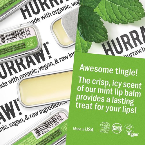 Hurraw! Lip Balm - Coconut, Mint & Vanilla - Organic, Vegan & Cruelty-Free | 3 Pack Bundle, Made in USA