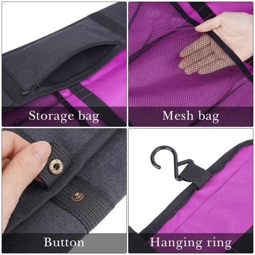 Linkidea Hair Extension Hanger with Storage Bag, Portable Travel Hair Holder, 27.1-inch Large Capacity Bundles Bag with 4 Hooks Store Up 4 Full Hair (Purple)