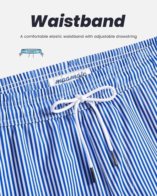 Maamgic Men's Swim Trunks - Quick Dry Bathing Suit with Compression Liner & Zipper Pockets | 5 Inch