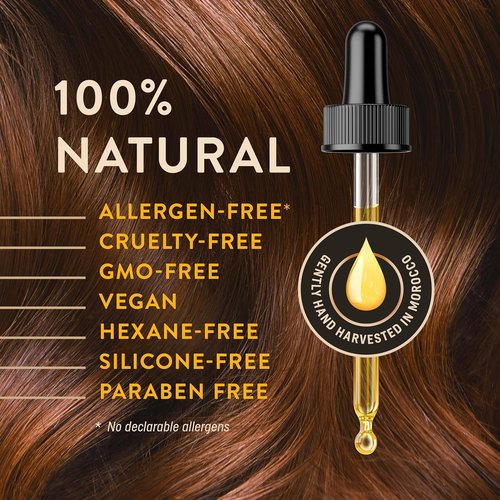 Moroccan Organic Argan Oil - Cold Pressed 3.4 Fl Oz | Vitamin E Rich Beauty Oil for Hair, Skin & Nails