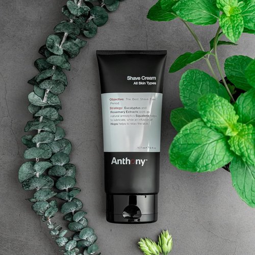 Anthony Shaving Cream for Sensitive Skin - Squalane & Eucalyptus | Soothes, Refreshes & Conditions - 6 Fl Oz