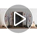 Black Halloween Indoor Decor 2 Pack 2FT Lighted Birch Tree with Orange & Purple Lights