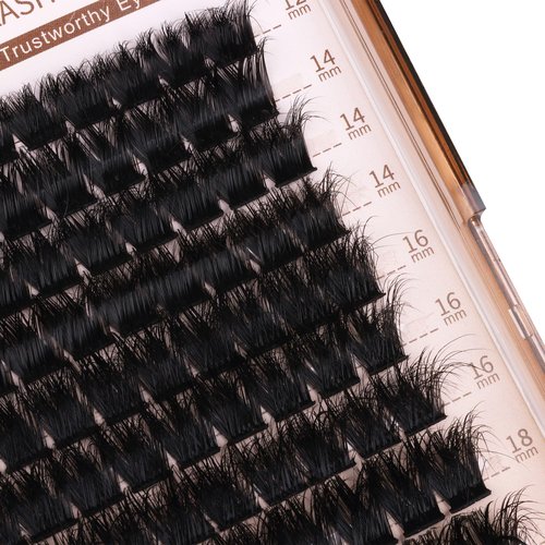 Geeneiya 200D Lash Clusters Kit Thick Lash Extension Kit 10-20mm Wispy Cluster Eyelash Extensions Individual Eyelashes Kit with Lash Bond and Seal DIY Lashes Applicator for Beginners