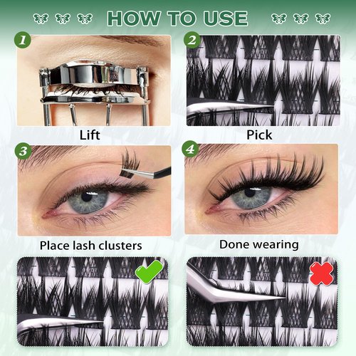 Cat Eye Lash Clusters with Bottom Lashes Bunny Lash Clusters Natural Cluster Eyelash Extensions Spiky Eyelash Clusters 10-18mm Left & Right Lash Extension C Curly Fox Eye Individual Lashes by BXMZKD