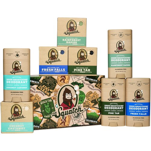 Dr. Squatch Men’s Soap & Deodorant Bundle - Valentine’s Day Gifts for Men - Bar Soap, Aluminum Free Deodorant Men - Gifts for Men (8 Piece Bundle)