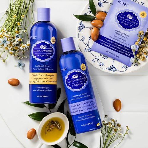 Hask Blue Chamomile and Argan Oil Blonde Care Conditioner, 12 Ounce