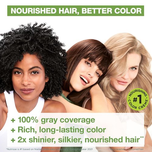 Garnier Nutrisse Ultra Crème Hair Color - Permanent Vegan Hair Dye with 100% Gray Coverage | 60 Light Natural Brown, 2 Count