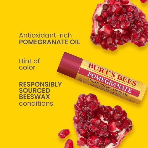 Burt's Bees 100% Natural Lip Balm - Pomegranate Flavor with Beeswax & Fruit Extracts | 0.15 Ounce