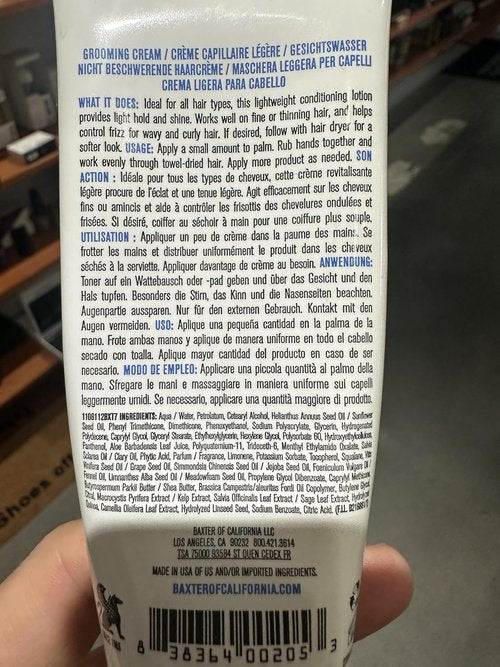 Baxter of California Grooming Cream for Men - Light Hold Hair Styler with Natural Finish