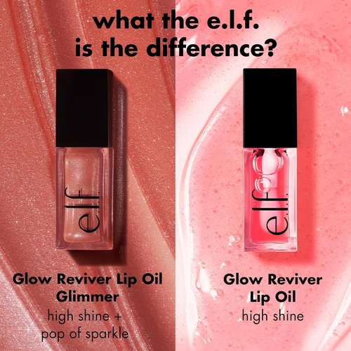 e.l.f. Glow Reviver Lip Oil - Nourishing Hydration with High-Shine Finish | Minty Scent, Non-Sticky, Vegan