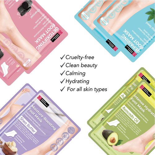 Innerest Original Derma Beauty Foot Mask 24 Pairs Shea Butter + Avocado Moisturizing After Exfoliator Callus Remover Foot Masks, Pedicure Supplies