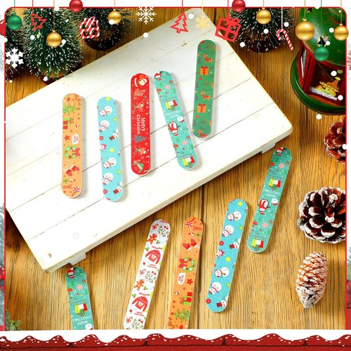 Gisafai 48 Pcs Christmas Gift Christmas Nail File Santa Emery Boards Hat Filler Manicure Tools for Stocking Stuffer Party Favor