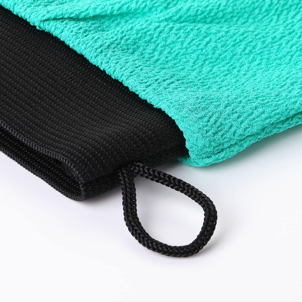 Valitic Exfoliating Glove Body Scrubber - Korean Style Dead Skin Remover & Shower Exfoliator | Turquoise Pair