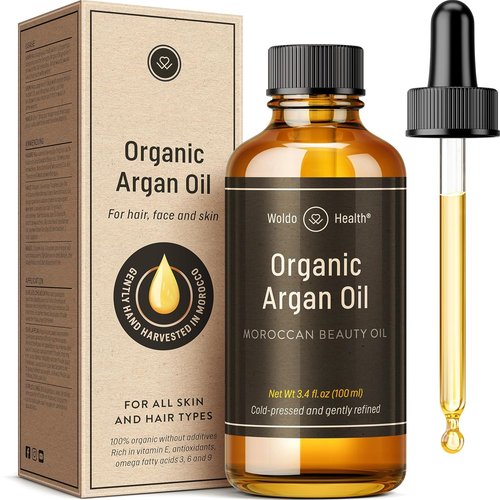 Moroccan Organic Argan Oil - Cold Pressed 3.4 Fl Oz | Vitamin E Rich Beauty Oil for Hair, Skin & Nails