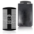 Metal Beard & Mustache Comb for Men - Anti-Static Dual Action - Credit Card Size Stainless Steel EDC Comb, Lice Wallet Pocket, Fine Cutting Teasing Barber Hair Styling - Black
