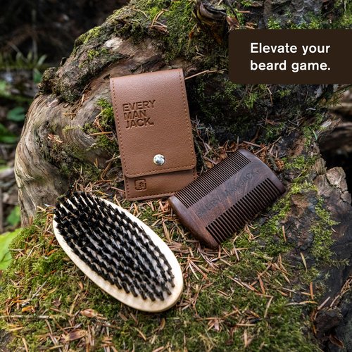 Every Man Jack Beard Grooming Tool Gift Set for Men – Includes Dual-Tooth Comb, Beard Brush, Stainless Steel Shears & Mini Comb – Travel Friendly & Perfect for Daily Maintenance