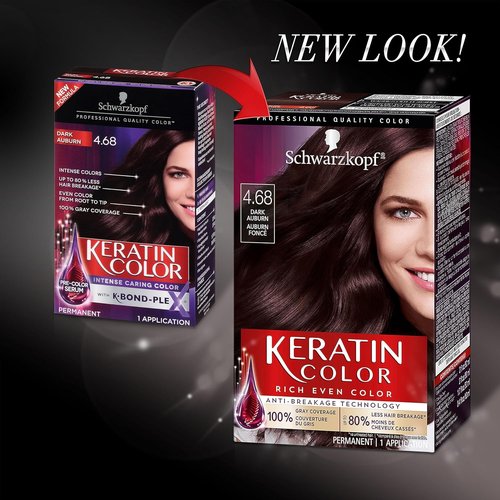 Schwarzkopf Keratin Color Permanent Hair Color Cream - 4.68 Dark Auburn | Long-Lasting Formula