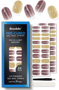 Beaolata Real Gel Nail Strips (No UV Light Needed) - 44Pcs Salon Quality Nail Stickers - Long Lasting Polish Wraps for Women, Easy Apply & Remove (Gothic Purple）