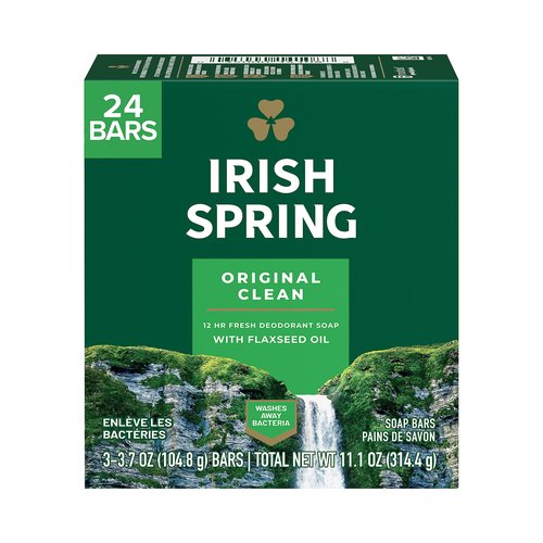 Irish Spring Bar Soap for Men, Original Clean, Smell Fresh and Clean for 12 Hours & Bar Soap for Men, Moisture Blast, 3.7 Oz