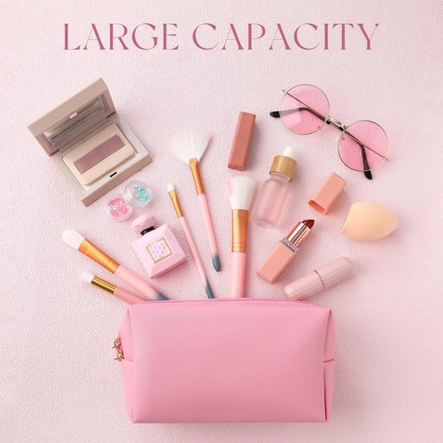 Cunno 20 Pcs Preppy Makeup Bags PU Leather Cosmetic Pouch with Zipper Waterproof Make up Bags Toiletry Beauty Container for Women Bridal Shower Favors End of the Year Teacher Gifts(Multicolor)