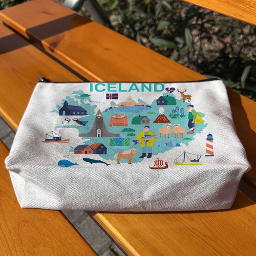 Odebyata Iceland Travel Souvenir Makeup Bag, Iceland Themed Lovers Cosmetic Bag for Besties Girls Friends Travel Lovers,Toiletry Organizer Zipper Bags for Icelands Traveler