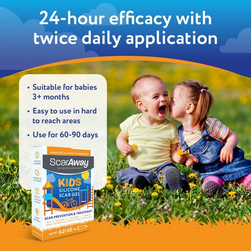 ScarAway Kids Silicone Scar Gel, 100% Medical-Grade, Helps Improve Size, Color & Texture of Hypertrophic & Keloid Scars on Face & Body from Injury, Burns & Surgery, Water Resistant, Clear, 6g