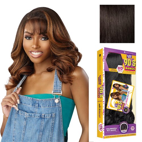 Sensationnel Butta Lace 90Sbangs Wigs - Unit 908 Glueless Wide Deep Part Synthetic Preplucked Hairline (2 DARKBROWN)