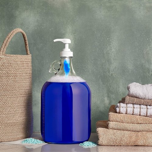 Kitchentoolz Gallon Glass Pump Dispenser Bottle - 128 oz Laundry Liquid & Soap Organizer