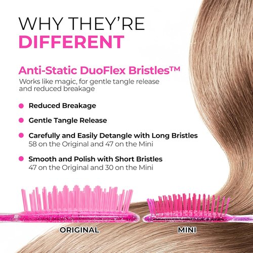 FHI Heat - UNbrush Detangling Brush Combo Pack | Original & Mini Hairbrush for All Hair Types - DuoFlex Anti-Static Design