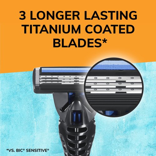 BIC Flex 3 Hybrid Disposable Razors for Men, Long-lasting 3-Blade Razors With Slim Head for Precision Shaving, 1 Handle and 5 Cartridges, 6 Piece Shaving Kit