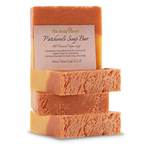 Patchouli Soap Bar | 4 Large 4.5 oz Handmade Bars - 100% Natural & Non-GMO Ingredients Made in USA
