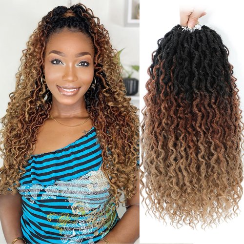 Fulcrum Goddess Locs Crochet Hair 18 Inch, 8 Packs New Faux Locs Crochet Hair for Black Women, Crochet locs with Curly Ends (18Inch (Pack of 8), 1B/30/27#)