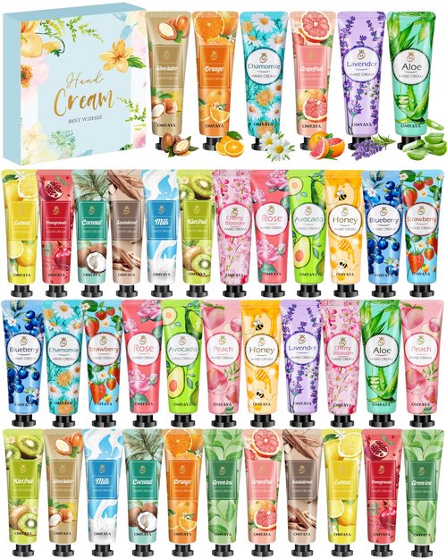 OFUN 40 Pack Hand Cream Gift Set for Women Mini Lotion Travel Size for Dry Cracked Hand Plant Fragrance Hand Care Moisturizing Cream for Christmas Mother's Day Valentine's Day (40 Pack)
