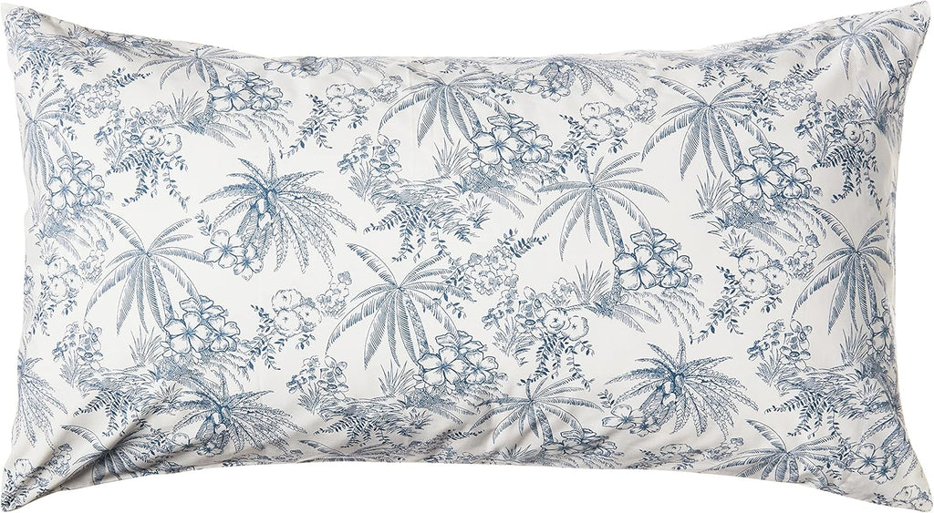 Tommy Bahama King Size Sheet Set - Crisp Cooling Cotton Percale with Matching Pillowcases & Fitted Sheet | Pen and Ink Palm Blue