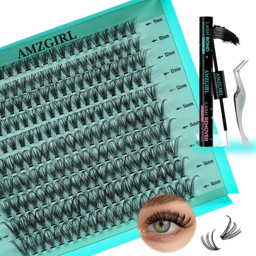 Lash Extension Kit 200PCS Lash Clusters Mix Eyelash Extension Kit with Waterproof Lash Bond and Remover,Individual Lashes with Lash Tweezers for Beginners at Home(30D,D-Mix9-16mm)