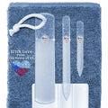 GLADZY Glass Nail File Set – Czech Crystal Nail Files for Natural Nails, Glass Foot File Callus Remover, Professional Manicure & Pedicure Kit for Fingernails & Toenails with Case and Towel, Made in EU