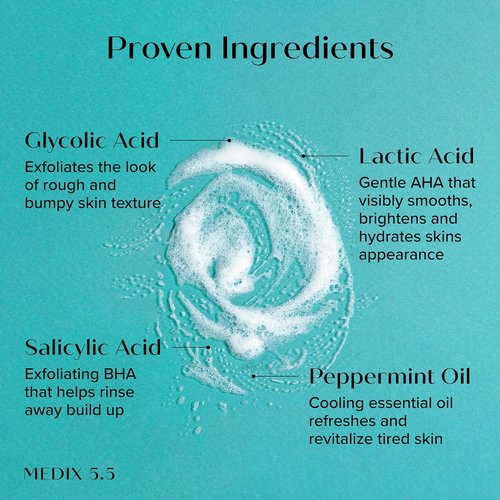MEDIX 5.5 Glycolic Acid Exfoliating Body Wash Gel - KP Bump Eraser & Anti-Aging Cleanser | 2-Pack
