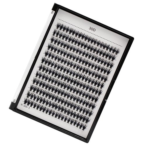 Bodermincer Black/Colored Cluster Lashes 240pcs 20D/40D DIY Eyelash Extension D Curl Long Individual Lashes Mixed Tray Faux Mink Lash Clusters Extensions 8-22mm (30D-10MM)